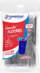Canudo Strawplast Sachet Flex Preto 6mm 100un