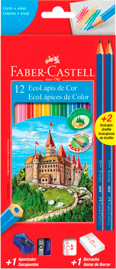 Lapis De Cor Faber Castell 12 Cores + Kit Escolar