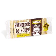 Prendedor De Roupa Madeira Gina 12un