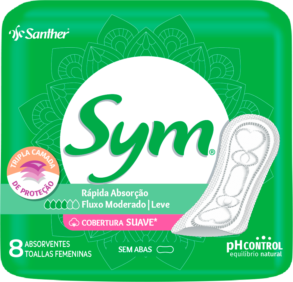 Absorvente Sym Suave Sem Abas Verde 8un