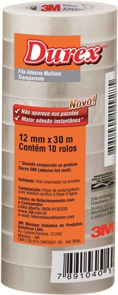 Fita Durex 3m 12mmx30m R400