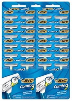 Aparelho Bic Comfort 2 Pele Normal Azul Cartela 12x2