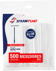 Mexedor Descartavel Strawplast Para Cafe Cristal 500un