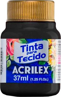 Tinta Tecido Acrilex Preto 37ml Ref 520