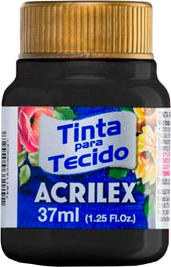 Tinta Tecido Acrilex Preto 37ml Ref 520