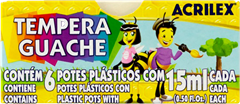 Tinta Guache Acrilex 6 Cores 15 Ml