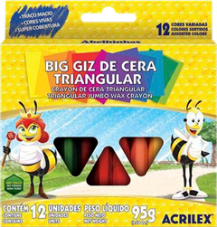 Gizao De Cera Acrilex Triangular 12 Cores