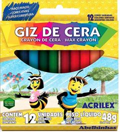 Giz De Cera Acrilex 12 Cores