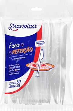 Faca Descartavel Strawplast Refeicao Cristal 50un