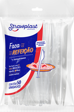 Faca Descartavel Strawplast Refeicao Cristal 50un