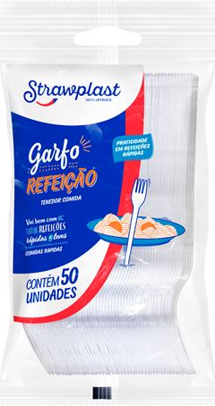 Garfo Descartavel Strawplast Refeicao Cristal 50un