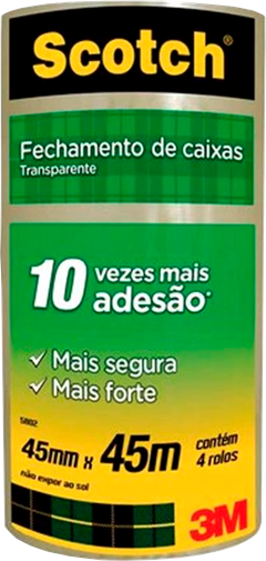 Fita Adesiva Empacotamento 3m Scotch Transparente 45x45m