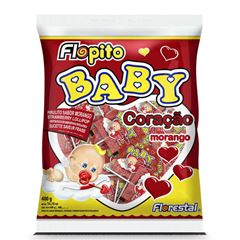 Pirulito Florestal Flopito Baby Coracao Morango 400g