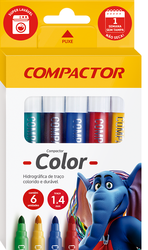 Canetinha Hidrografica Compactor Color 6 Cores