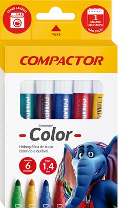Canetinha Hidrografica Compactor Color 6 Cores