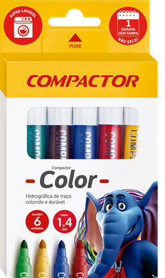 Canetinha Hidrografica Compactor Color 6 Cores