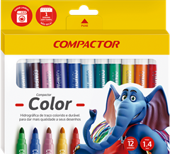 Canetinha Hidrografica Compactor Color 12 Cores