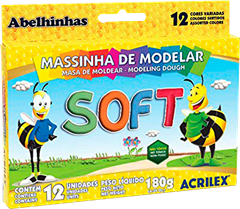 Massa Modelar Acrilex Soft 12 Cores