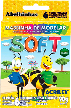 Massa Modelar Acrilex Soft 6 Cores
