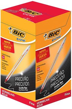 Caneta Bic Esferografica Escolar Fina Vermelho