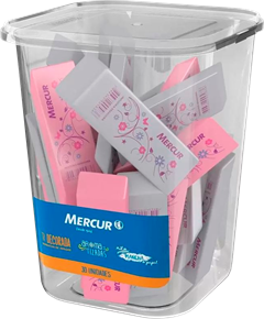 Borracha Mercur Tr Decor Rosa/Branco Pote