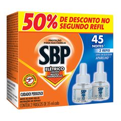 Inseticida Sbp Eletrico Liquido 45 Noites Refil 2un 35ml