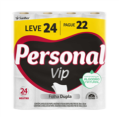 Papel Higienico Personal Vip Folha Dupla 30m Lv24 Pg22