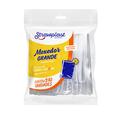 Mexedor Descartavel Strawplast Para Drink Cristal 240un