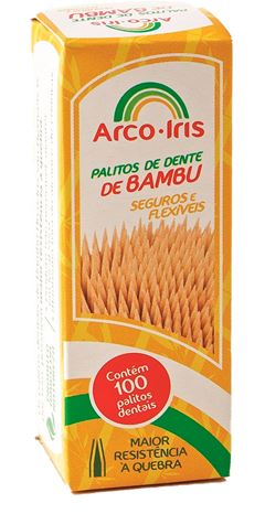 Palito Dental Arco Iris Bambu 100un