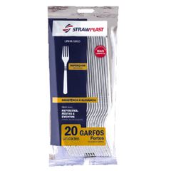 Garfo Descartavel Strawplast Refeicao Forte Branco 20un