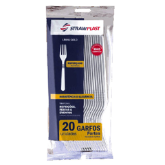 Garfo Descartavel Strawplast Refeicao Forte Branco 20un