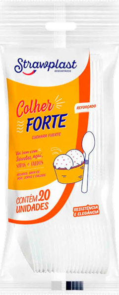 Colher Descartavel Strawplast Refeicao Forte Branca 20un
