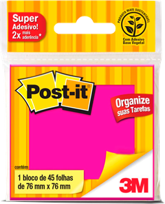 Nota Adesiva 3m Post It 654 Rosa Neon 45fls
