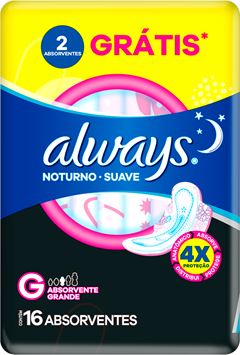Absorvente Always Suave Noturno Com Abas Lv16 Pg14