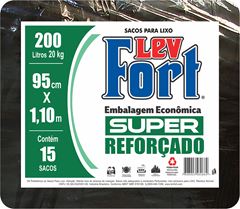 Saco De Lixo Levfort Preto Reforcado 200l 15un