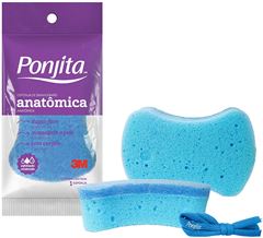 Esponja Banho 3m Ponjita Anatomica Azul