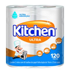 Papel Toalha Kitchen Fardo Branco Ultra 2un