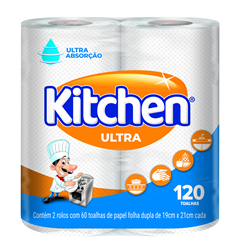 Papel Toalha Kitchen Fardo Branco Ultra 2un