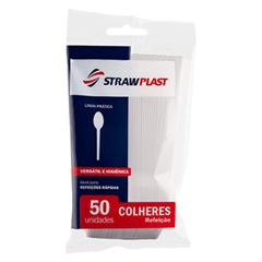 Colher Descartavel Strawplast Refeicao Branca 50un