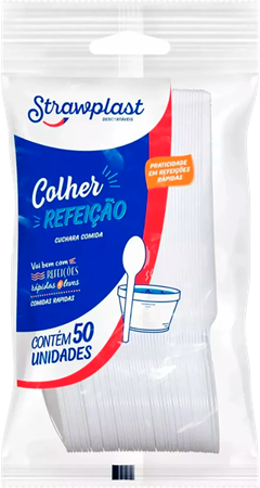 Colher Descartavel Strawplast Refeicao Branca 50un