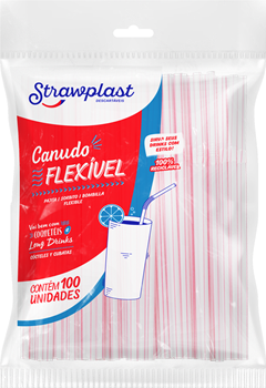 Canudo Strawplast Flex Vit Vermelho 100un