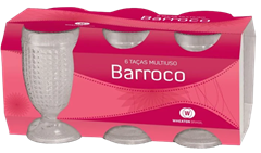 Jogo Taca De Vidro Agua Wheaton Barroco 250ml