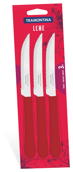 Faca Inox Tramontina Leme Cabo Vermelho 3pcs