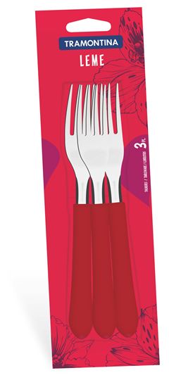 Garfo Inox Tramontina Leme Cabo Vermelho 3pcs