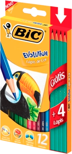 Lapis De Cor Bic 12 Cores Gratis 4 Lapis Preto