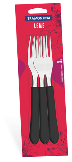 Garfo Inox Tramontina Leme Cabo Preto 3pcs