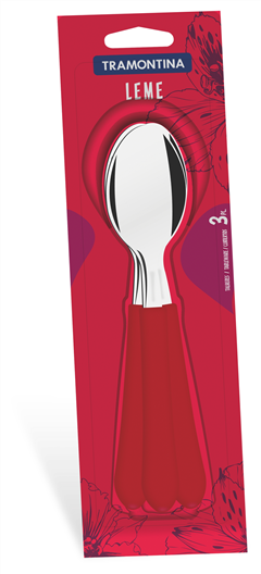 Colher Inox Tramontina Leme Cabo Vermelho 3pcs