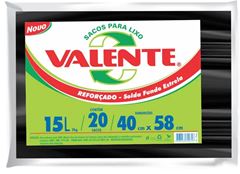 Saco De Lixo Valente Preto 15l 20un