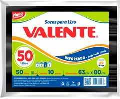 Saco De Lixo Valente Preto 50l 10un