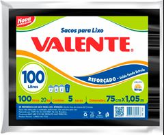 Saco De Lixo Valente Preto 100l 5un